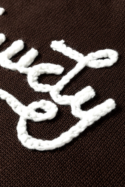 Chicory Coffee Howdy Embroidered Graphic Western Sweater