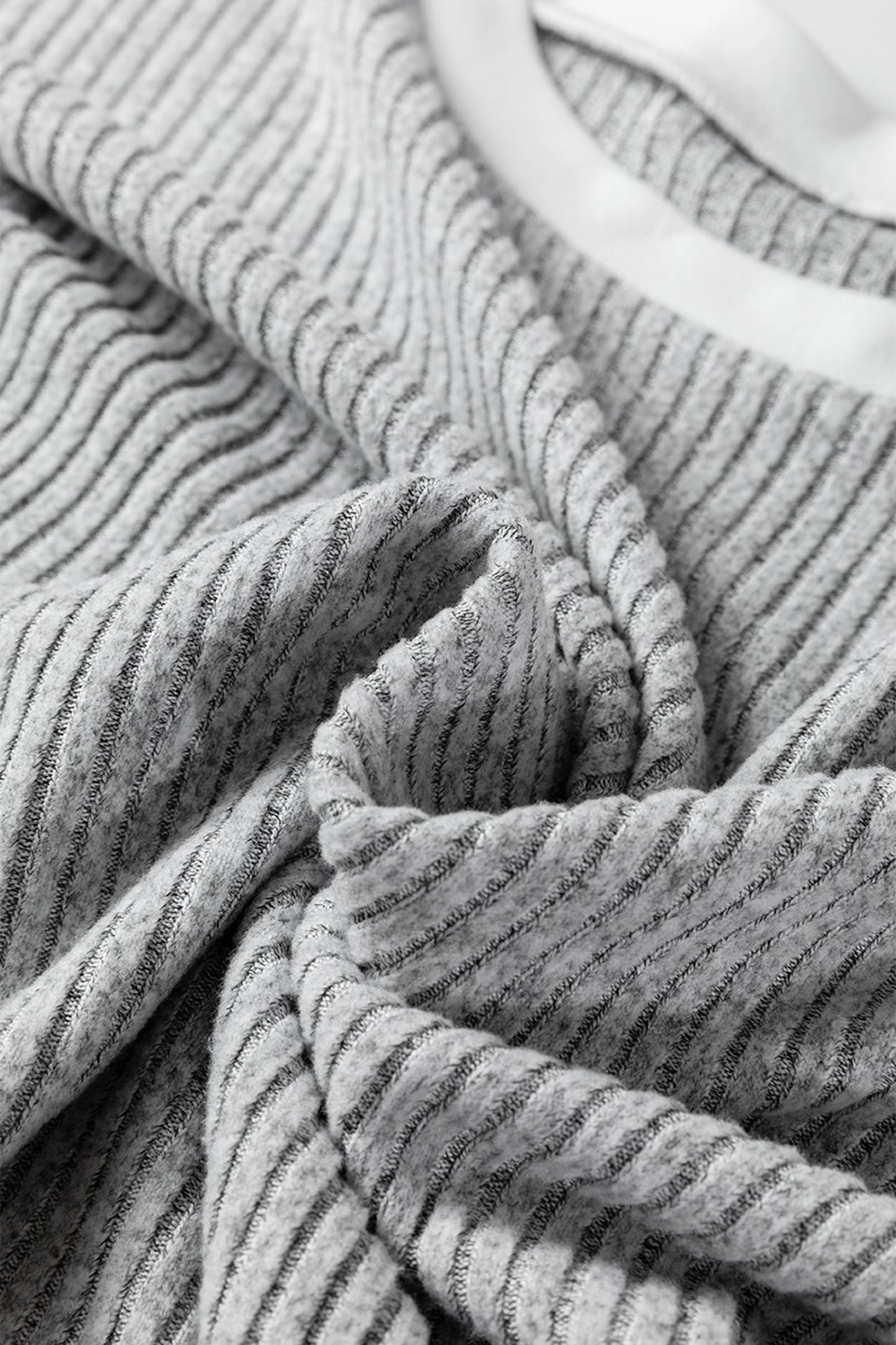 Gray Leopard Print Colorblock Patchwork Ribbed Knit Top