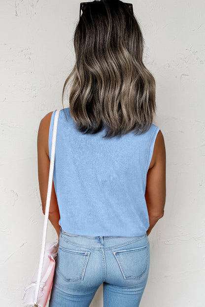 Phalaenopsis Mineral Wash Patched Chest Pocket Casual Tank Top