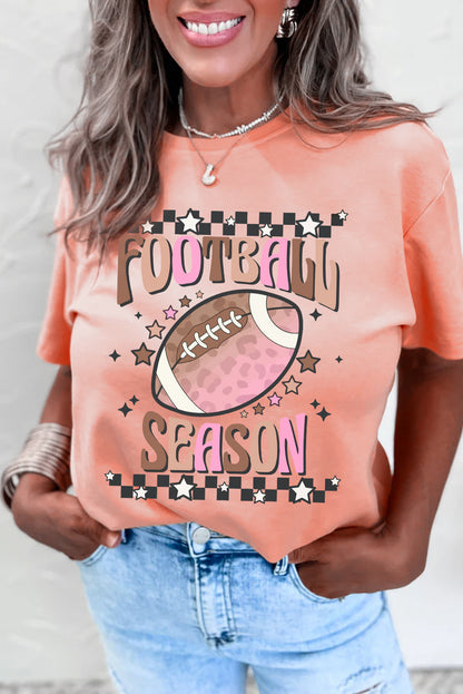 Pink FOOTBALL SEASON Graphic Game Day T Shirt