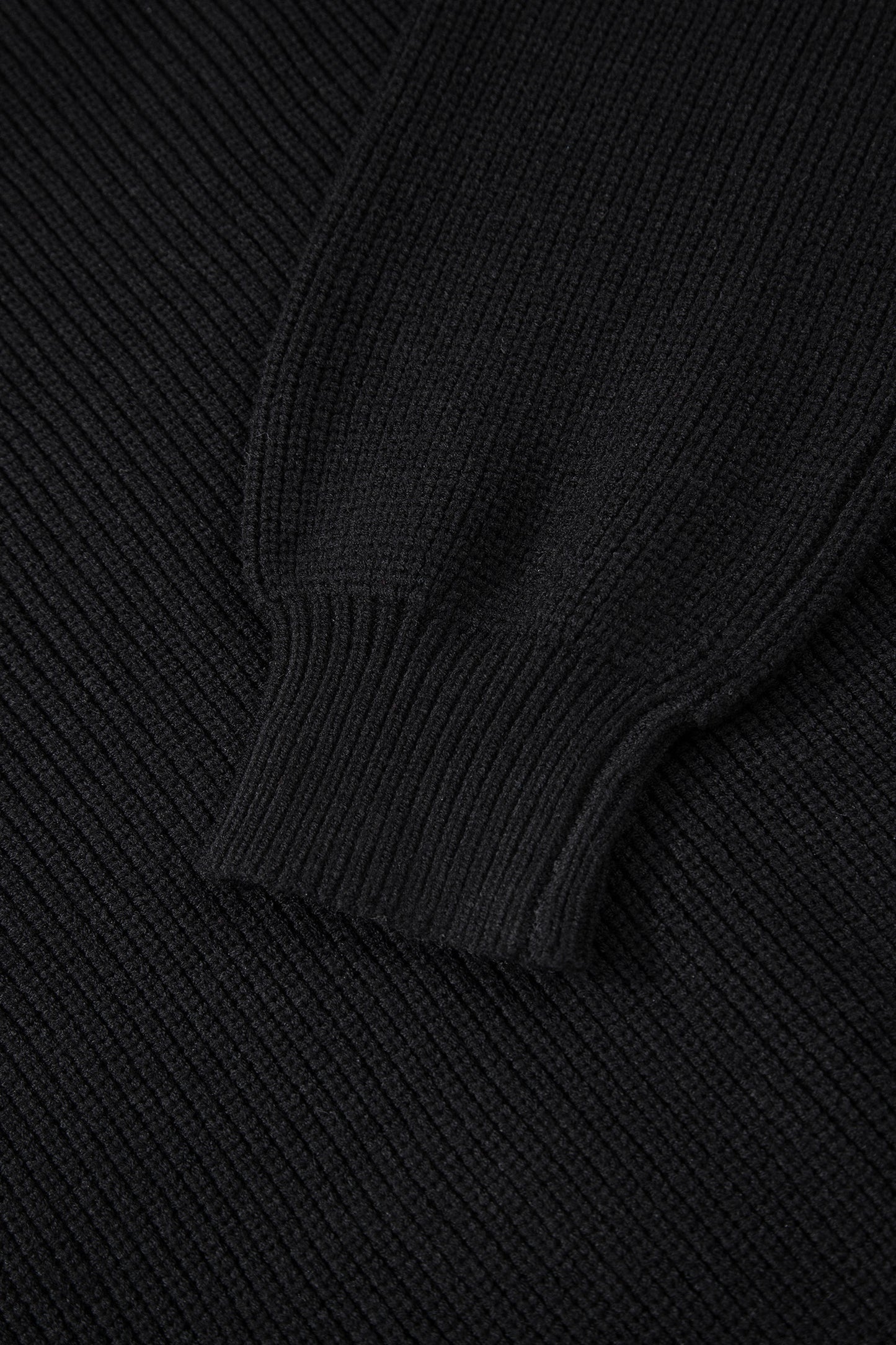 Black Ribbed Knit Ribbon Knot Backless Drop Shoulder Sweater