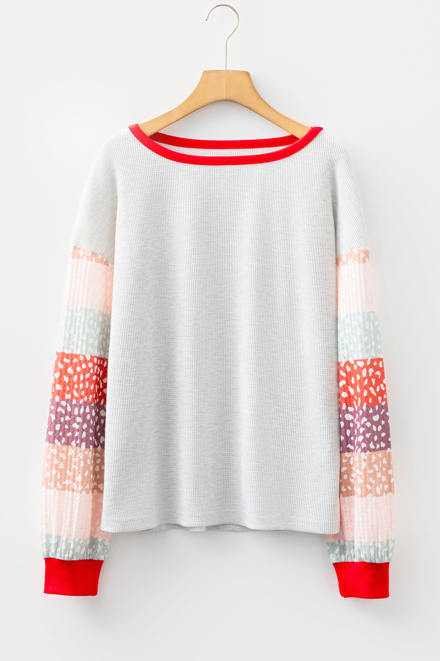 Jet Stream Contrast Leopard Color Block Sleeve Loose Pullover