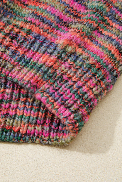 Purple Space Dye Yarn Crew Neck Sweater