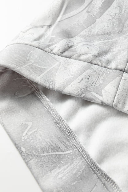 Gray Plus Size Camouflage Woodland Print Oversized Sporty Hoodie