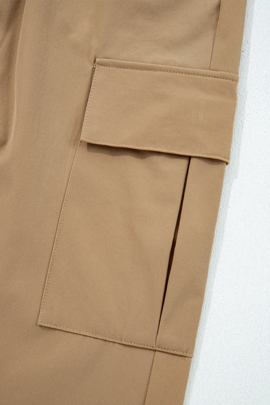 Camel Elastic High Waist Pocketed Cargo Jogger Pants
