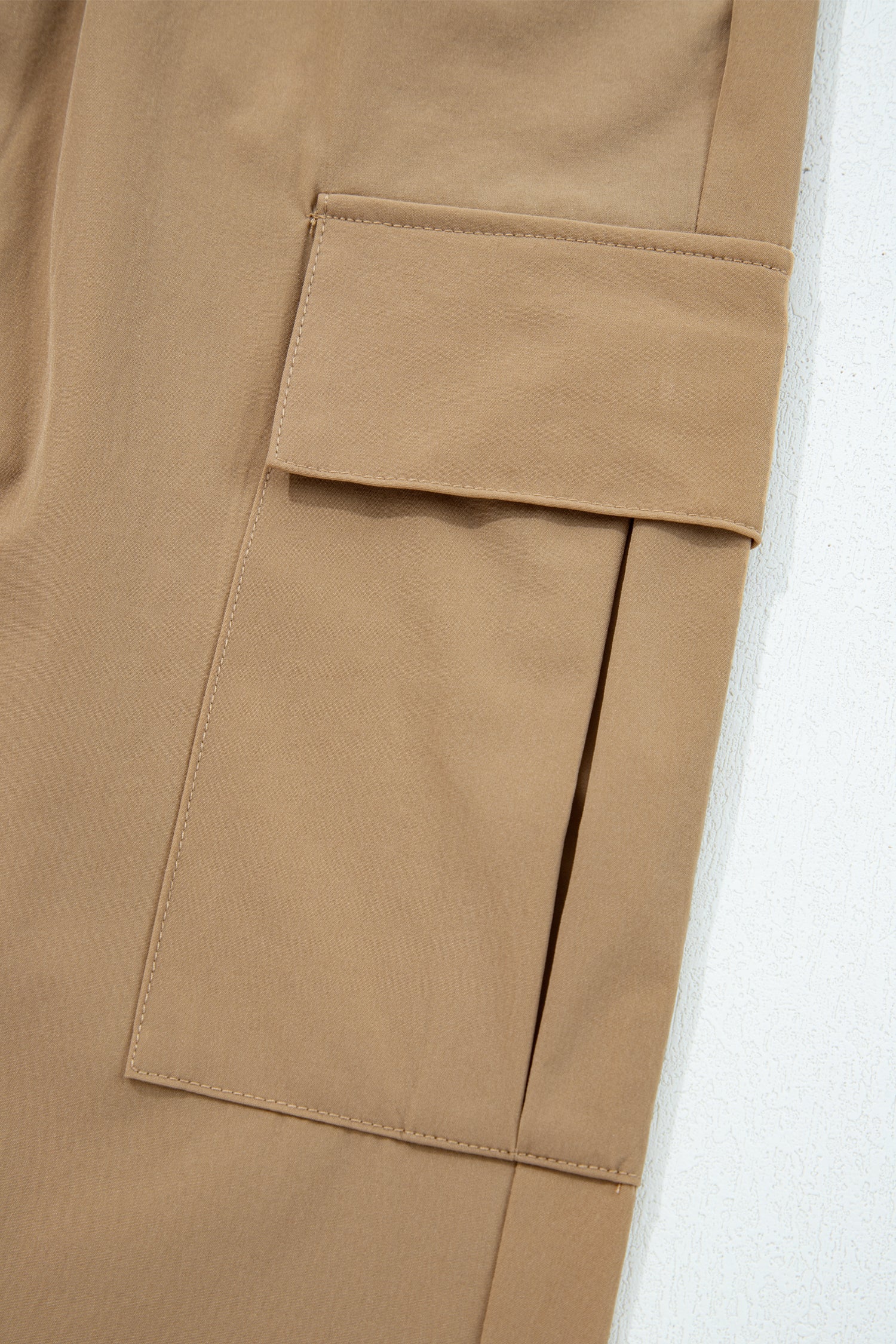 Camel Elastic High Waist Pocketed Cargo Jogger Pants
